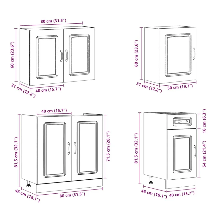 Ensemble d'armoires cuisine 7pcs Kalmar blanc bois d'ingénierie - 9