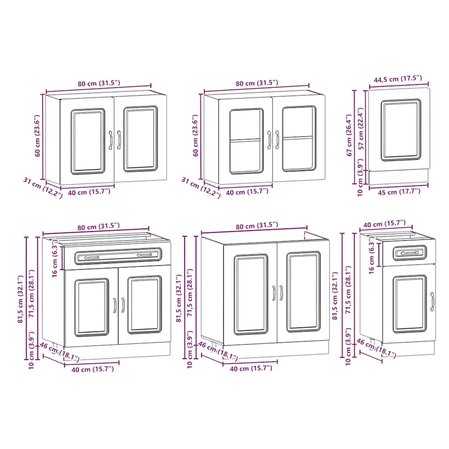 Ensemble d'armoires de cuisine 7 pcs Kalmar bois d'ingénierie - 9
