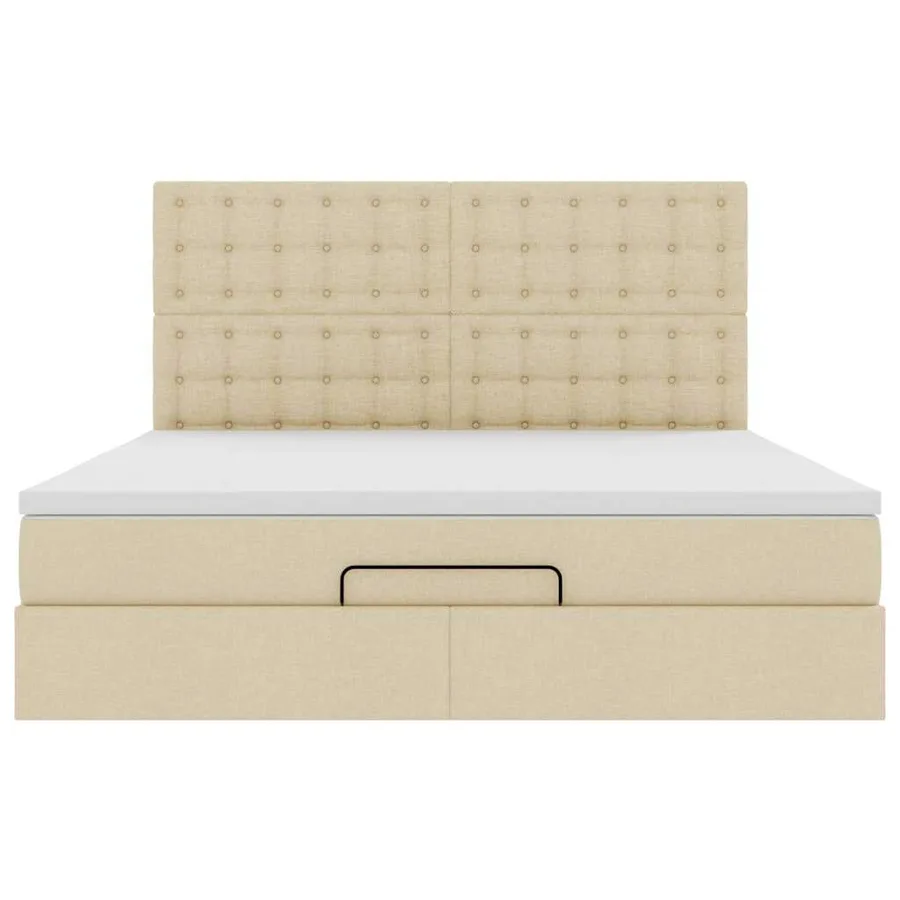 Cadre de lit ottoman avec matelas crème 180x200 cm tissu - 7