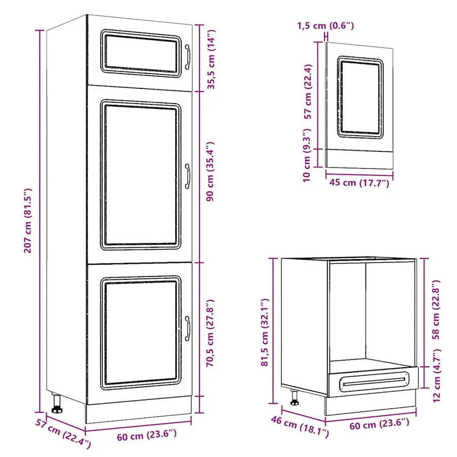 Ensemble de 7 meubles de cuisine en bois d'ingénierie "Kalmar" en chêne brun - 10