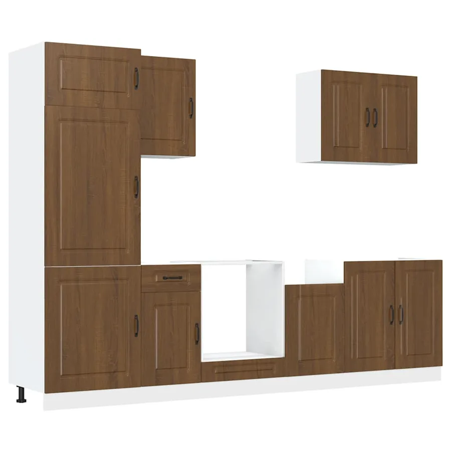 Ensemble de 7 meubles de cuisine en bois d'ingénierie "Kalmar" en chêne brun - 2