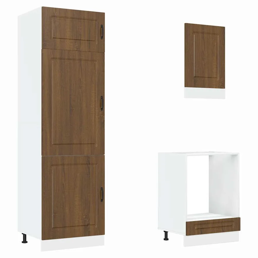 Ensemble de 7 meubles de cuisine en bois d'ingénierie "Kalmar" en chêne brun - 5