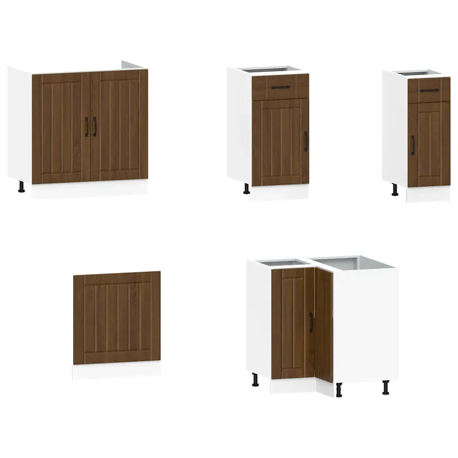 Ensemble de 11 meubles de cuisine en bois d'ingénierie "Kalmar" en chêne brun - 4