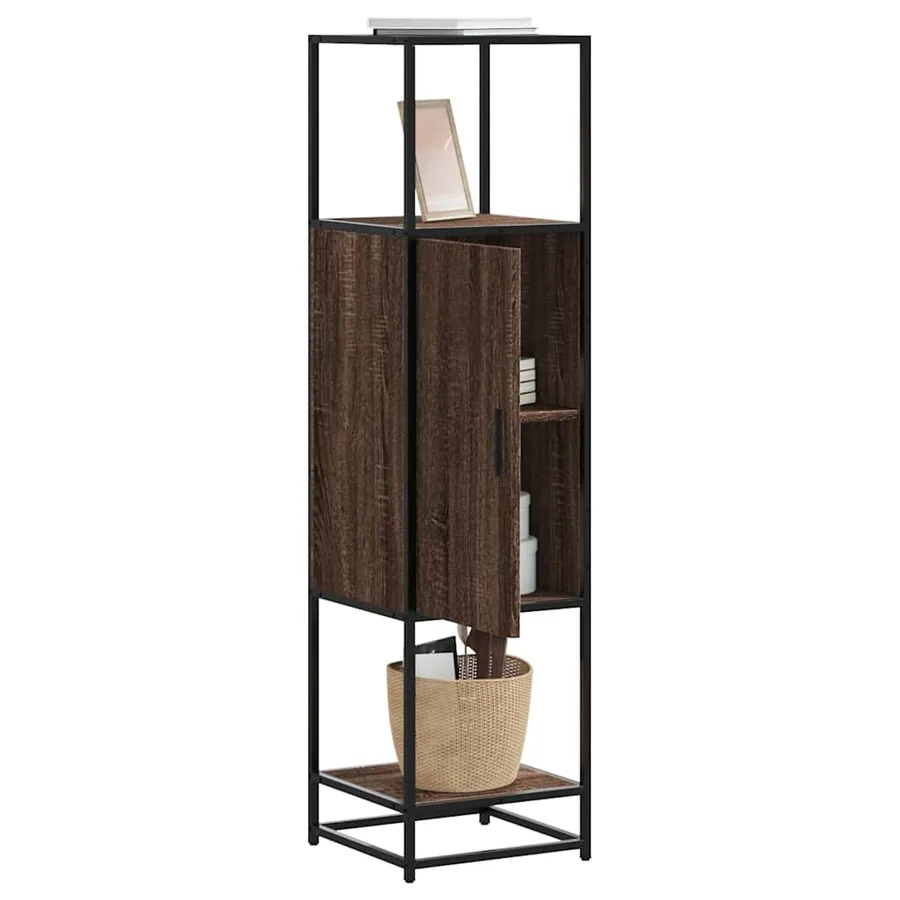 Buffet haut chêne marron 35,5x35x139 cm bois d'ingénierie métal