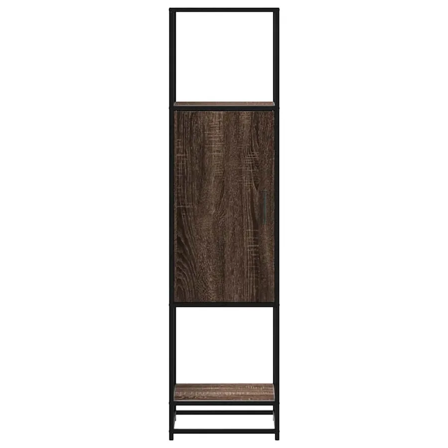 Buffet haut chêne marron 35,5x35x139 cm bois d'ingénierie métal - 4