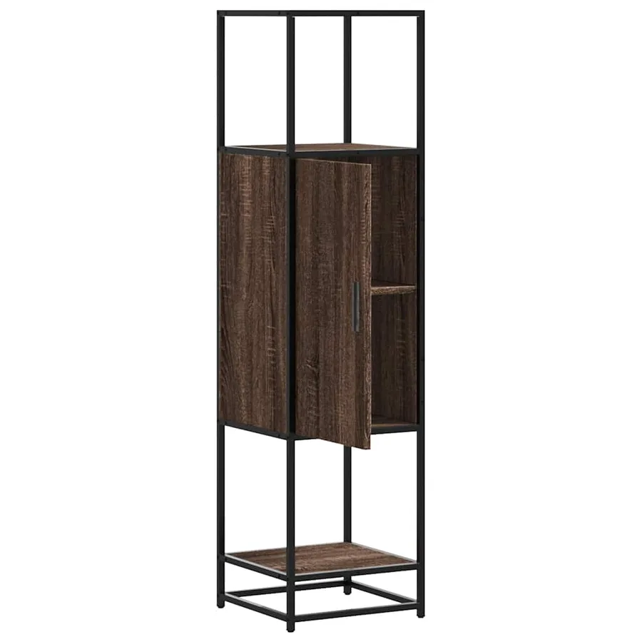 Buffet haut chêne marron 35,5x35x139 cm bois d'ingénierie métal - 5