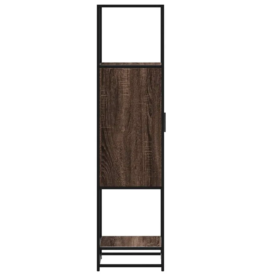 Buffet haut chêne marron 35,5x35x139 cm bois d'ingénierie métal - 6