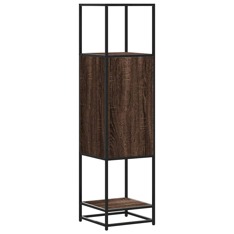 Buffet haut chêne marron 35,5x35x139 cm bois d'ingénierie métal - 7