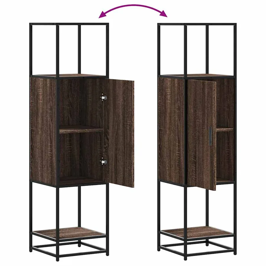 Buffet haut chêne marron 35,5x35x139 cm bois d'ingénierie métal - 8