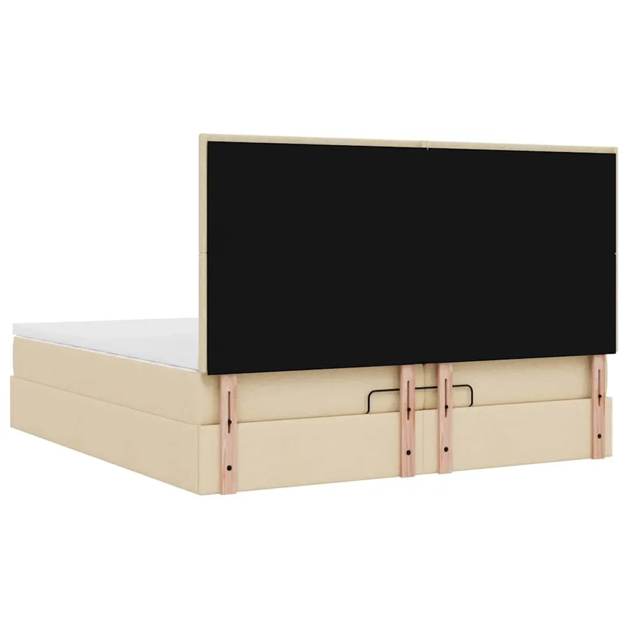Cadre de lit ottoman avec matelas crème 200x200cm tissu - 12