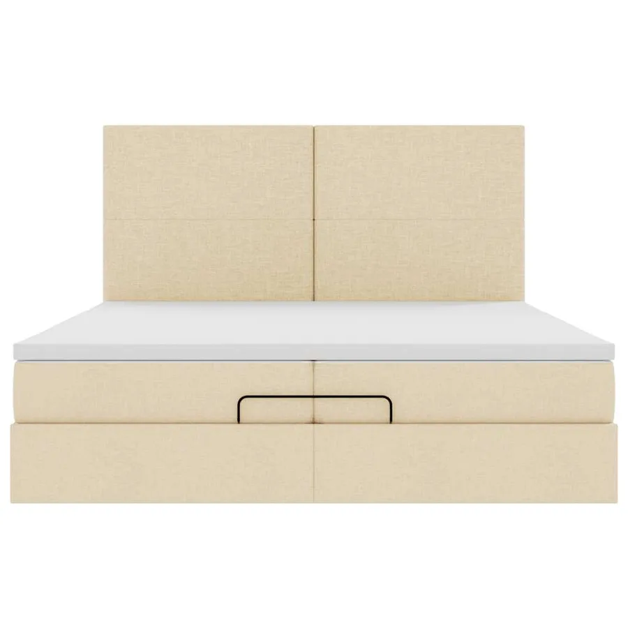 Cadre de lit ottoman avec matelas crème 200x200cm tissu - 8