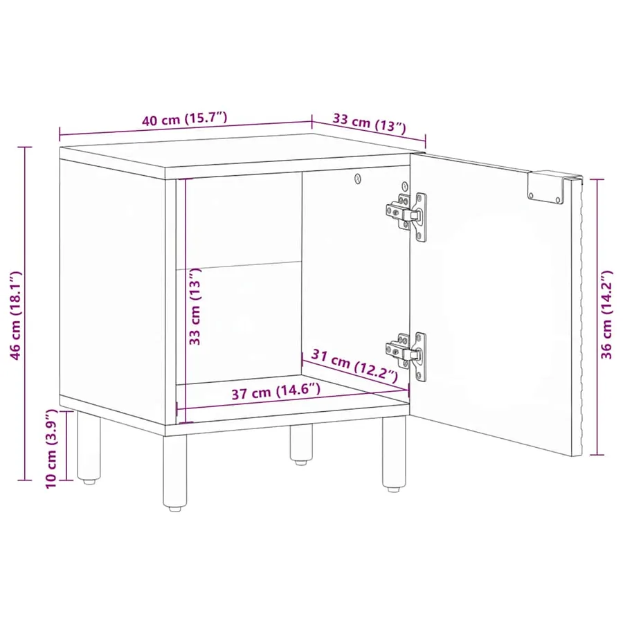 Tables de chevet 2 pcs 40x33x46 cm bois de manguier solide - 11