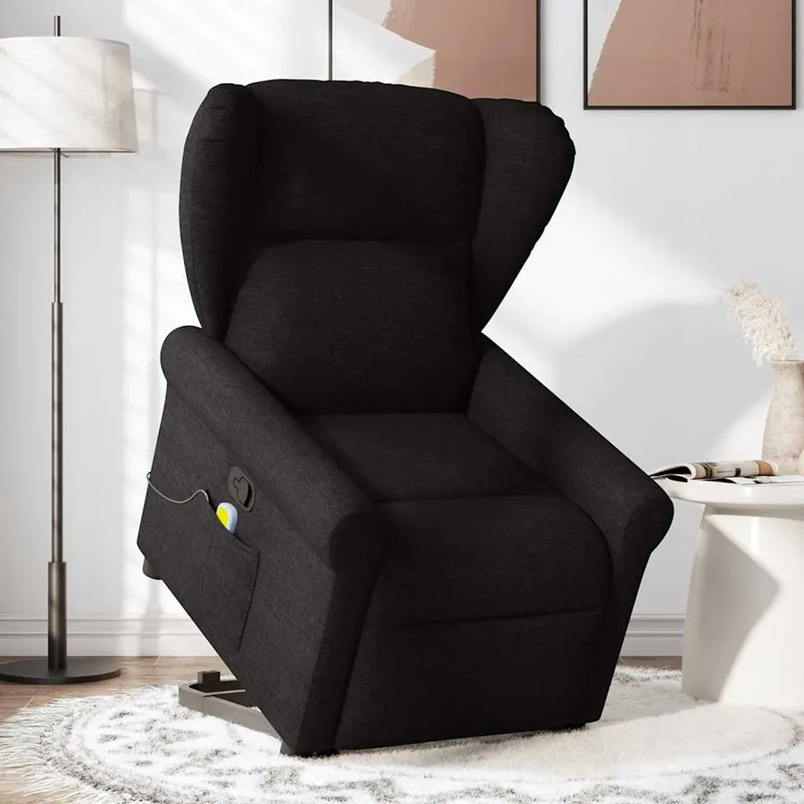 Fauteuil de massage inclinable Noir Tissu - 2