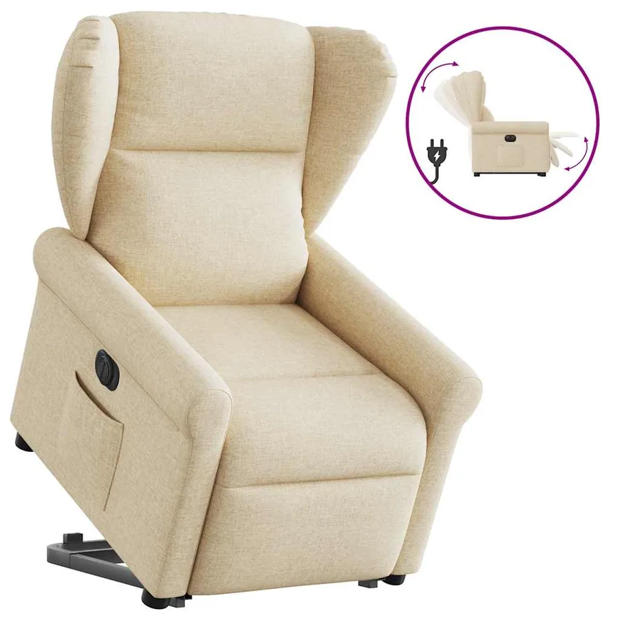 Fauteuil inclinable électrique crème tissu - 10