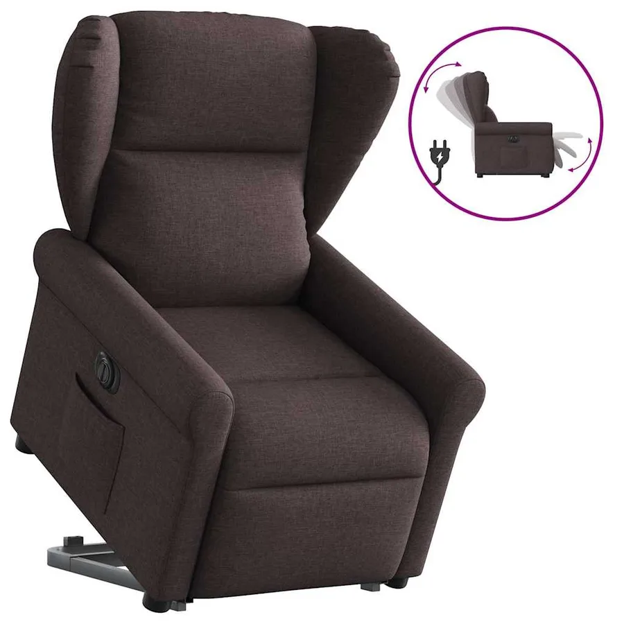 Fauteuil inclinable électrique marron foncé tissu - 10