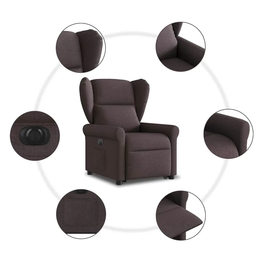 Fauteuil inclinable électrique marron foncé tissu - 11