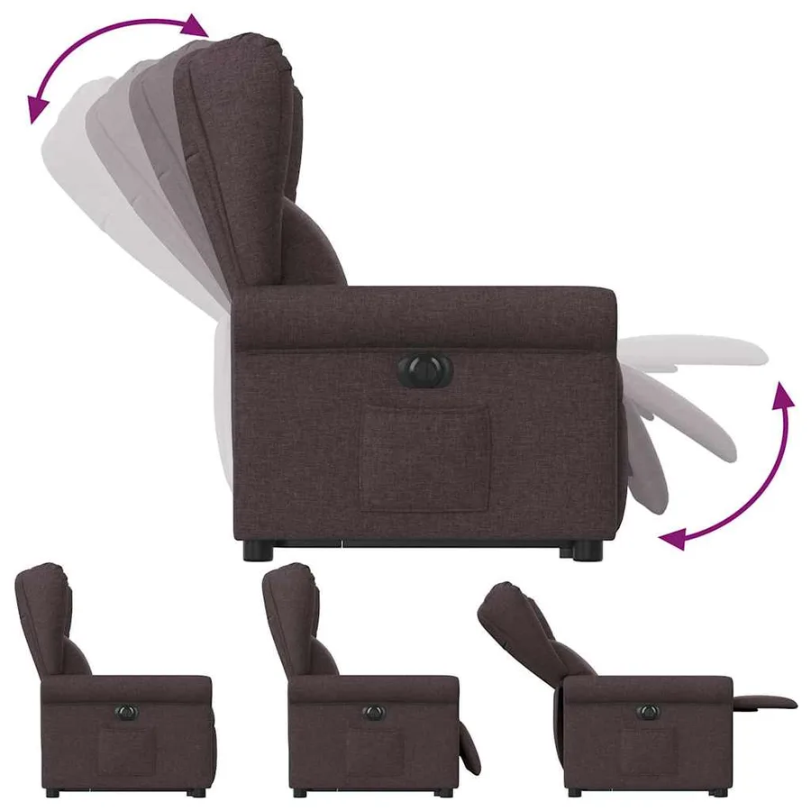 Fauteuil inclinable électrique marron foncé tissu - 9