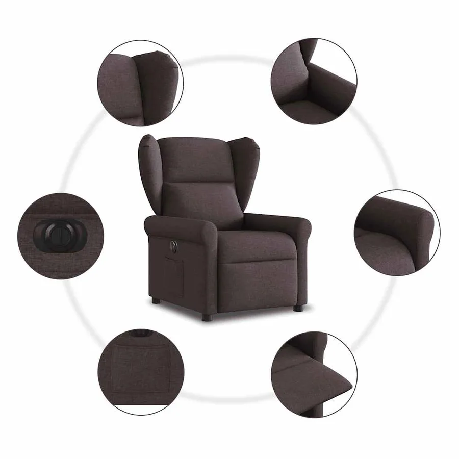 Fauteuil inclinable électrique Marron foncé Tissu - 10