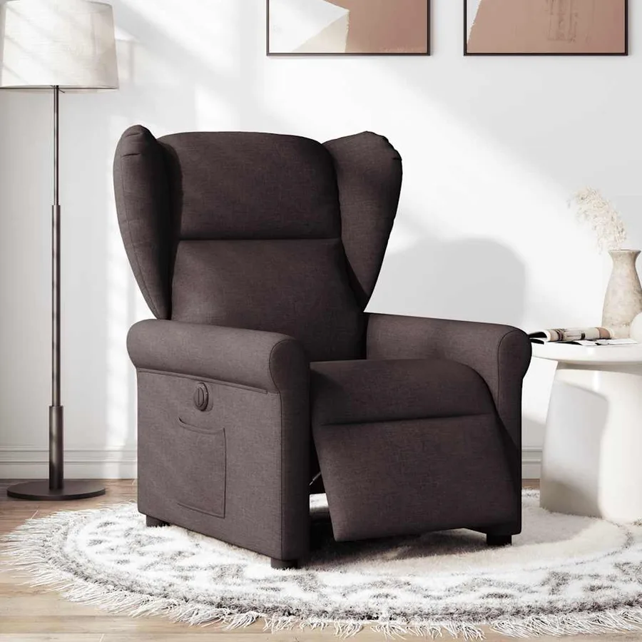 Fauteuil inclinable électrique Marron foncé Tissu - 2