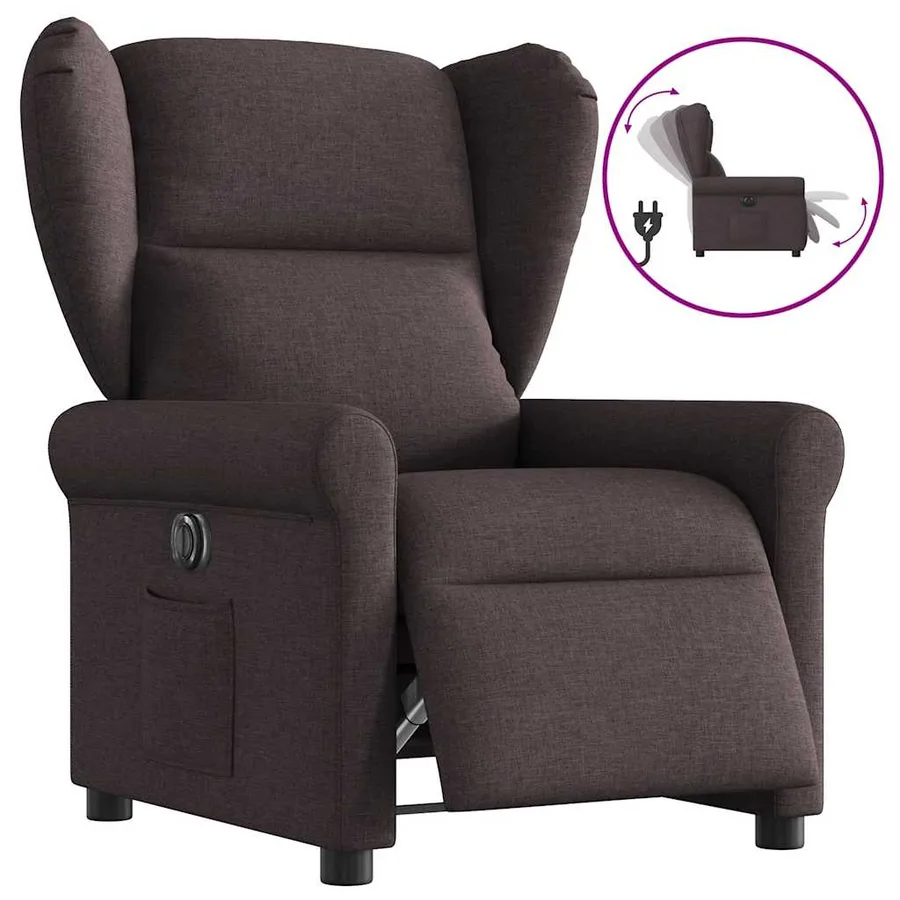 Fauteuil inclinable électrique Marron foncé Tissu - 9