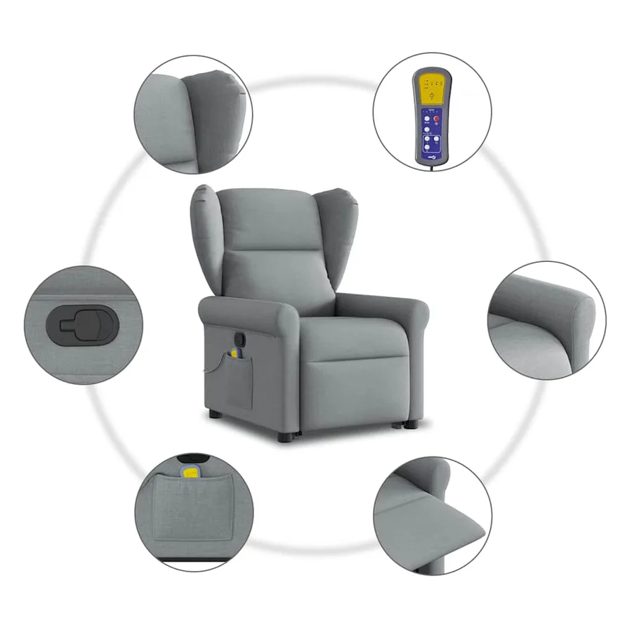 Fauteuil de massage inclinable Gris clair Tissu - 10