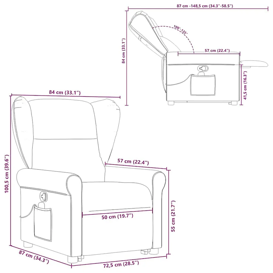 Fauteuil de massage inclinable Gris clair Tissu - 16