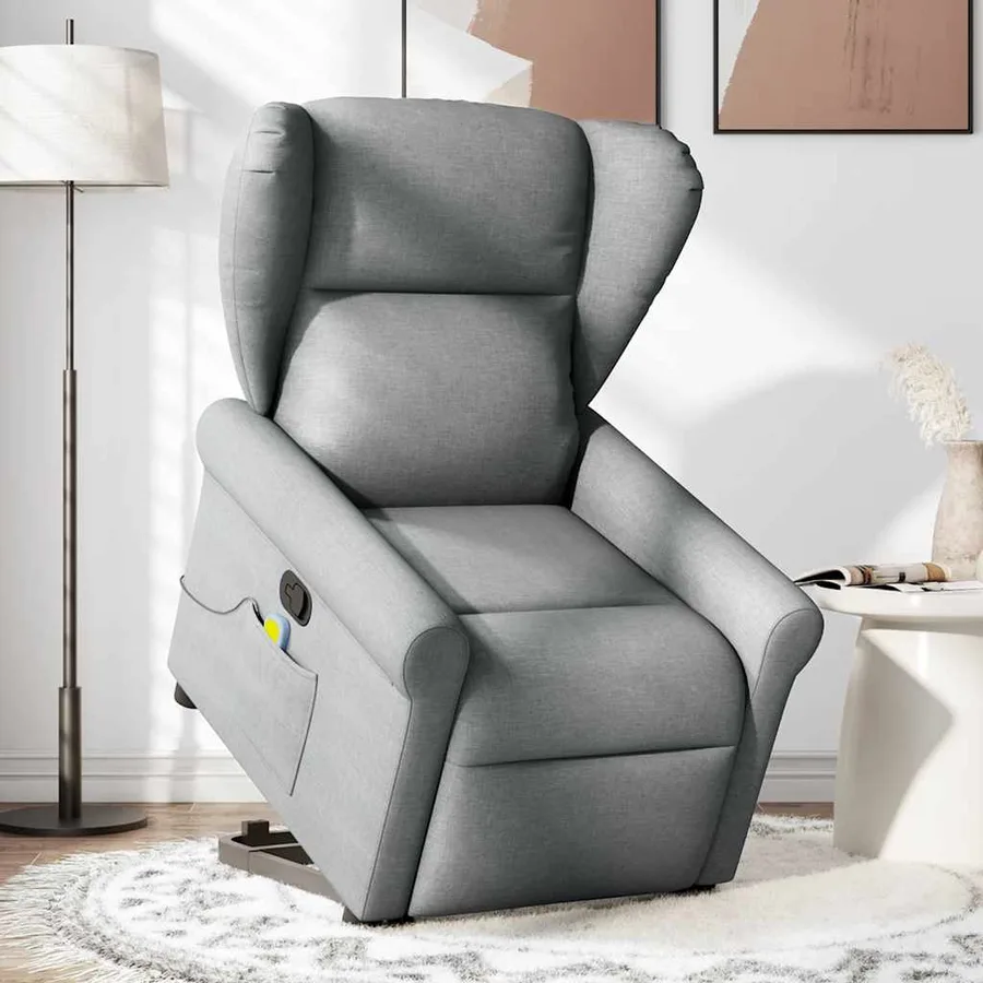 Fauteuil de massage inclinable Gris clair Tissu - 2