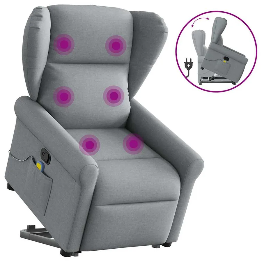 Fauteuil de massage inclinable Gris clair Tissu - 9