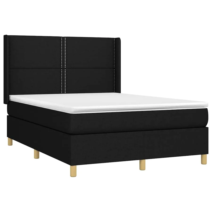 Sommier à lattes de lit avec matelas Noir 140x200 cm Tissu - 3