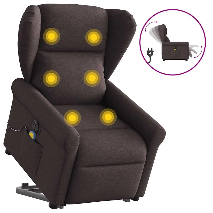 Fauteuil inclinable de massage électrique Marron foncé Tissu - 10