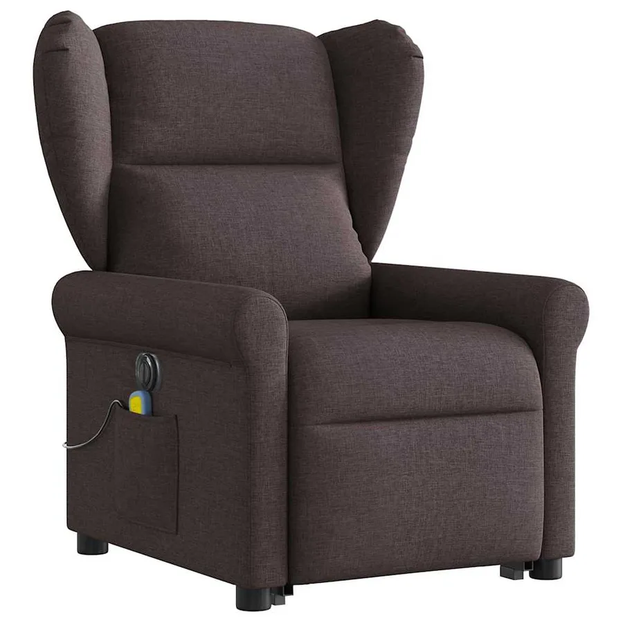 Fauteuil inclinable de massage électrique Marron foncé Tissu - 3