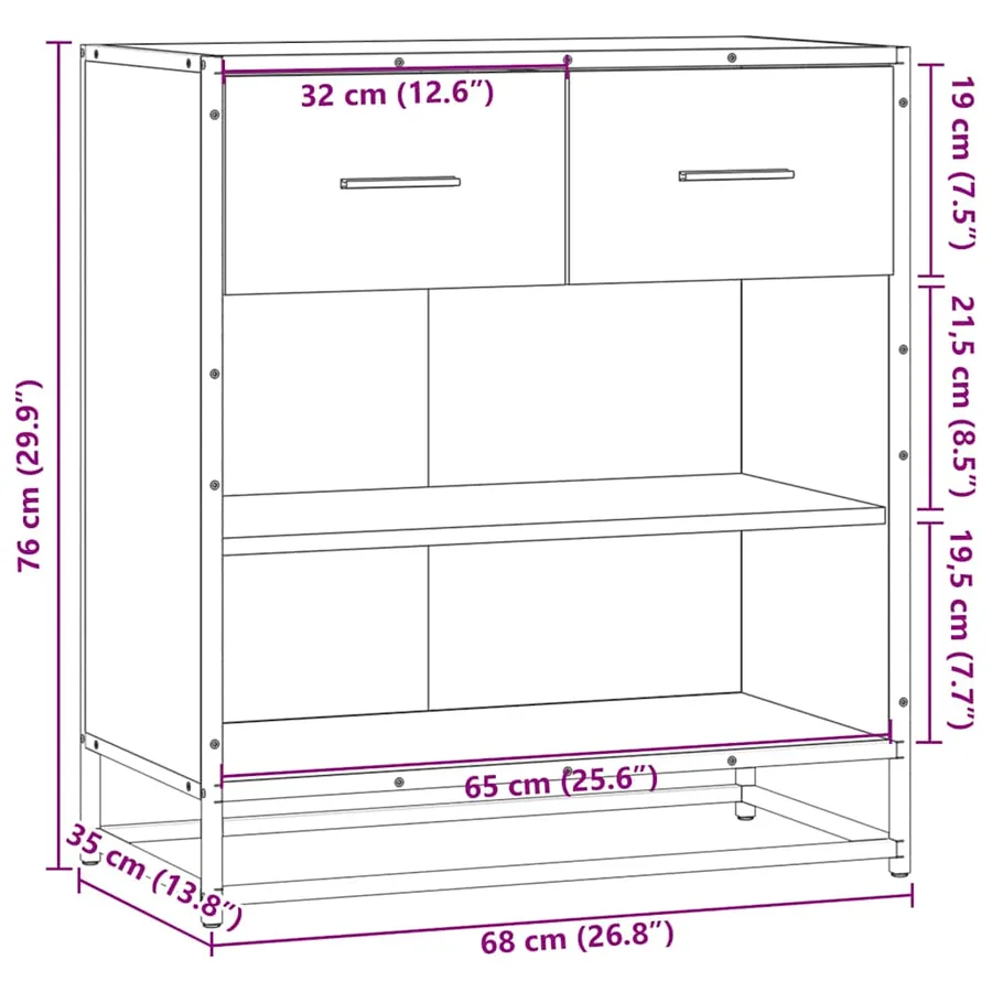 Buffet sonoma gris 68x35x76 cm bois d'ingénierie - 10