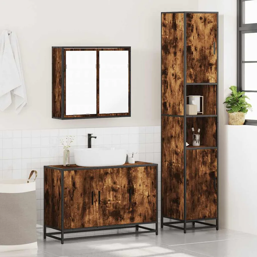Ensemble de meubles de salle de bain 3 pcs Chêne fumé - 4
