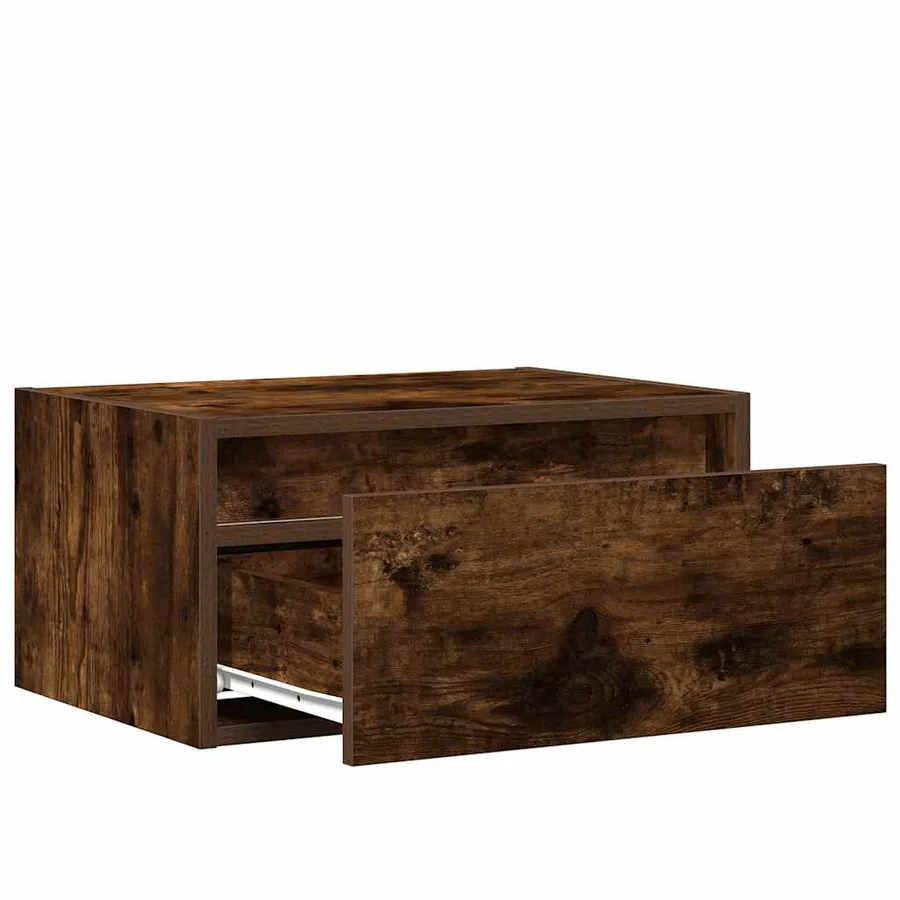 Table de chevet murale avec lumières LED chêne fumé - 10