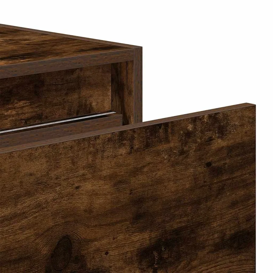 Table de chevet murale avec lumières LED chêne fumé - 11
