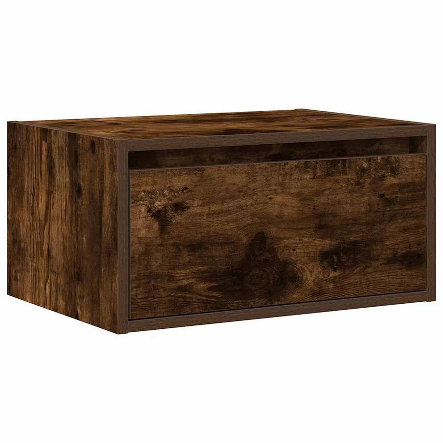 Table de chevet murale avec lumières LED chêne fumé - 6