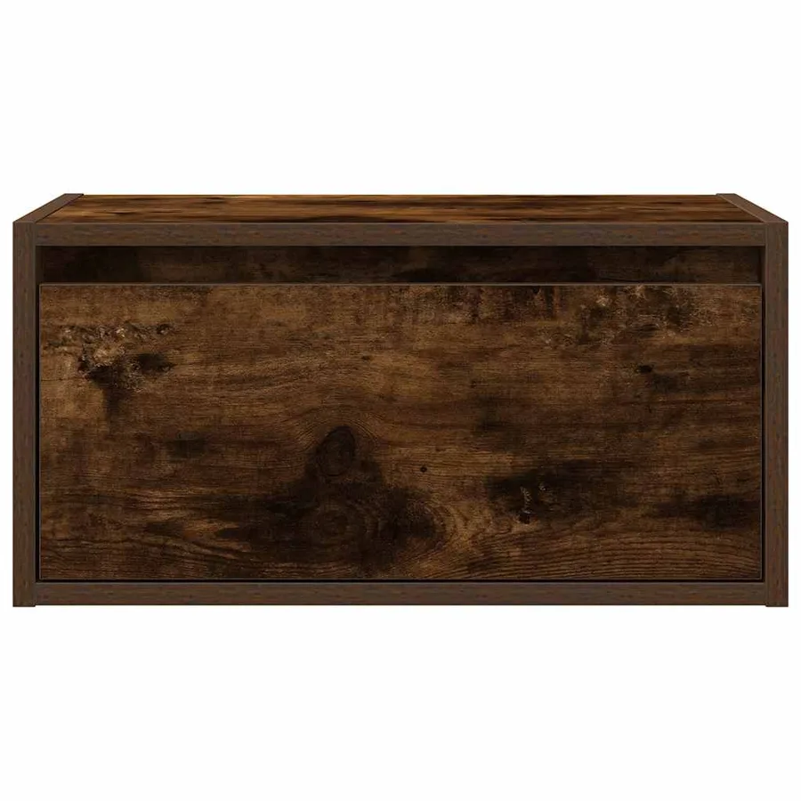 Table de chevet murale avec lumières LED chêne fumé - 7