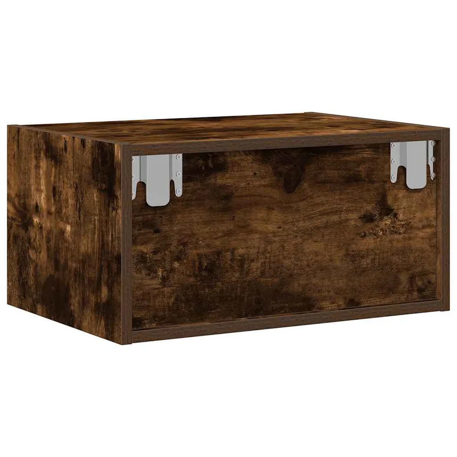 Table de chevet murale avec lumières LED chêne fumé - 9