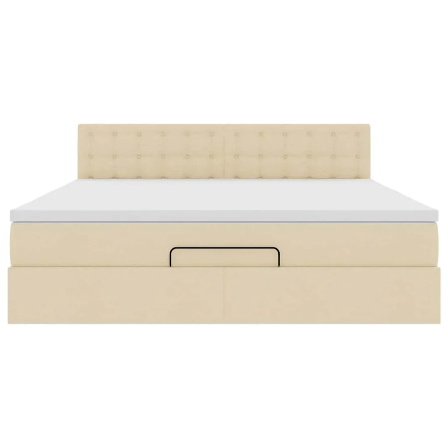 Cadre de lit ottoman avec matelas crème 160x200 cm tissu - 7