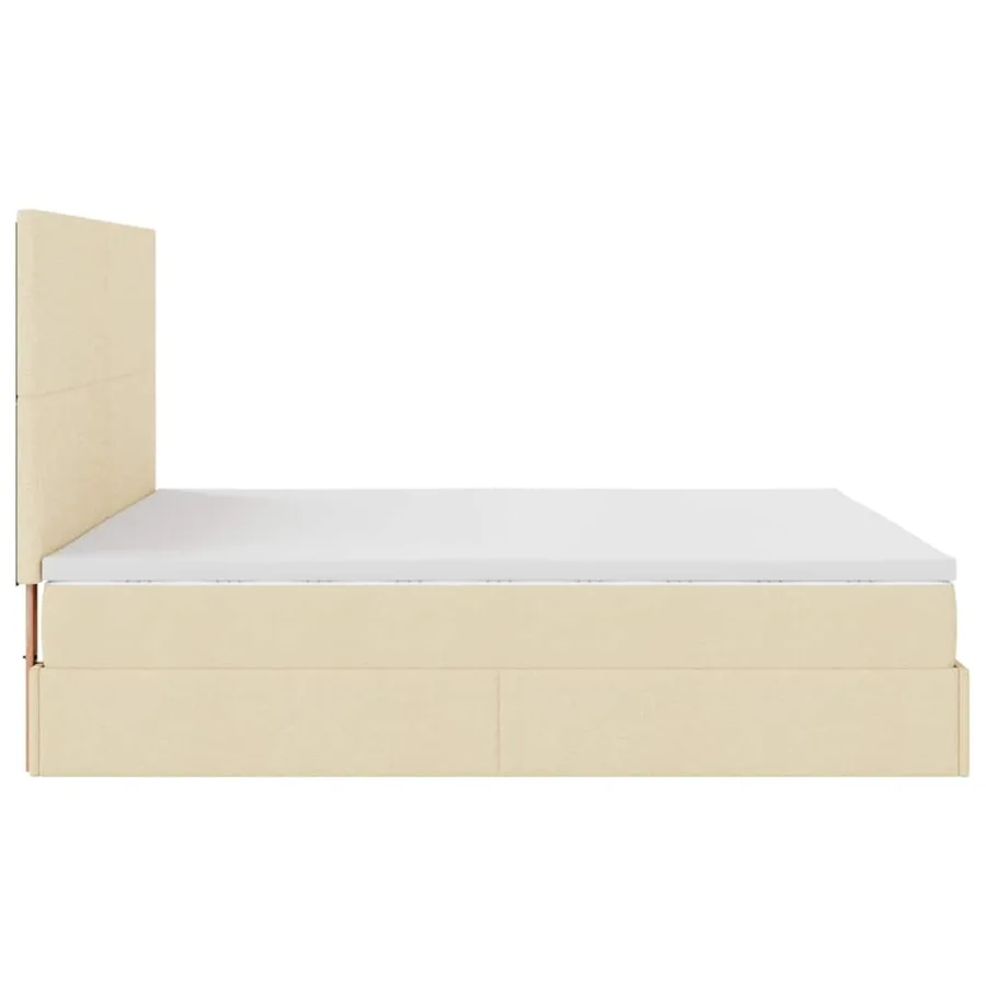 Cadre de lit ottoman avec matelas crème 160x200 cm tissu - 11
