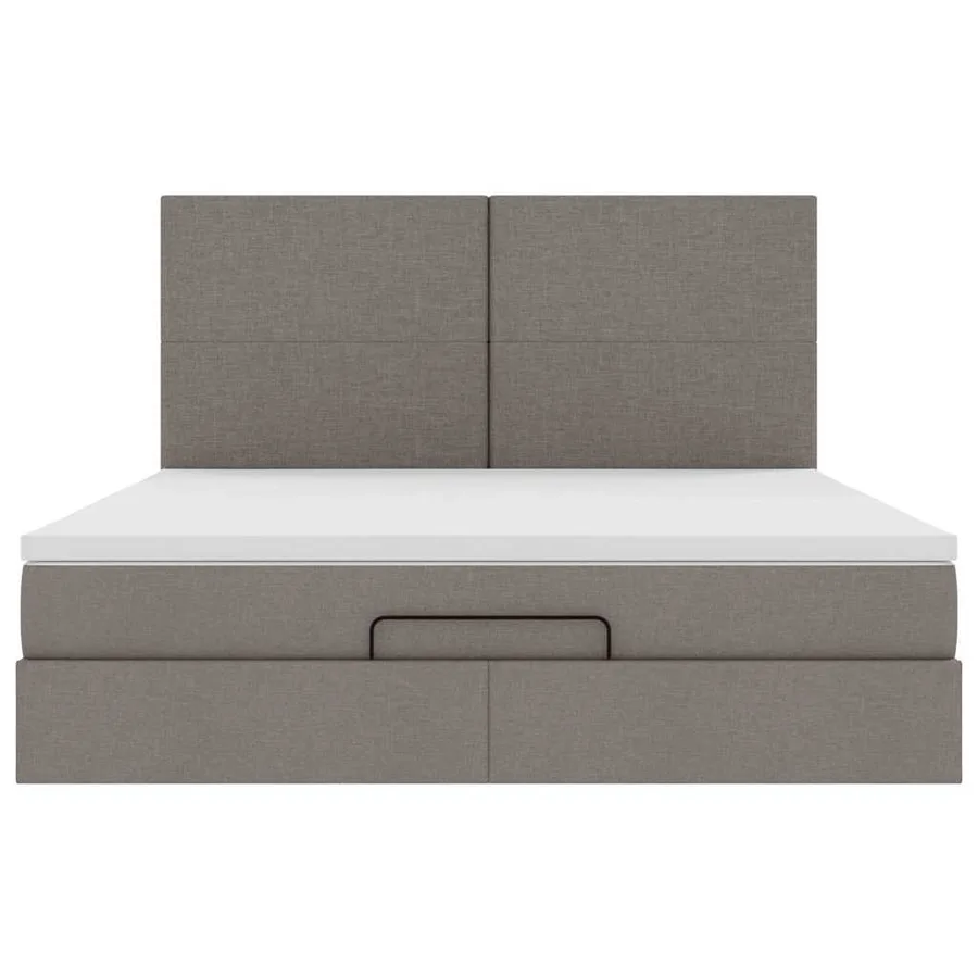 Cadre de lit ottoman avec matelas taupe 160x200 cm tissu - 7