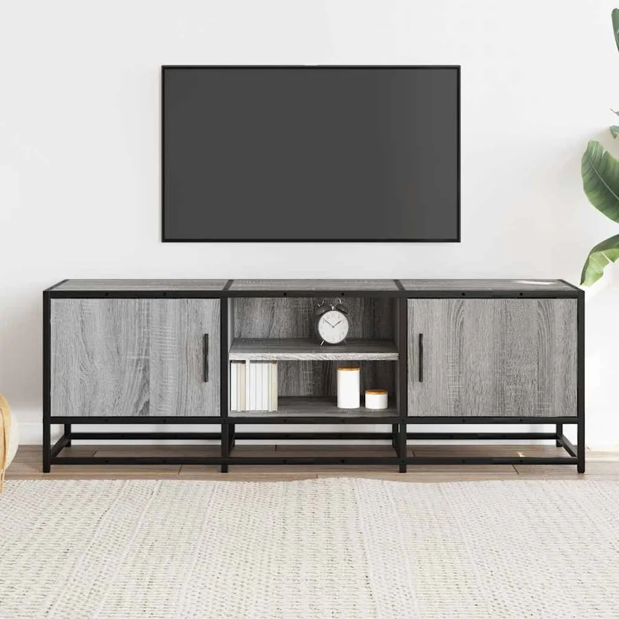 Meuble TV sonoma gris 120x35x41 cm bois d'ingénierie et métal - 3