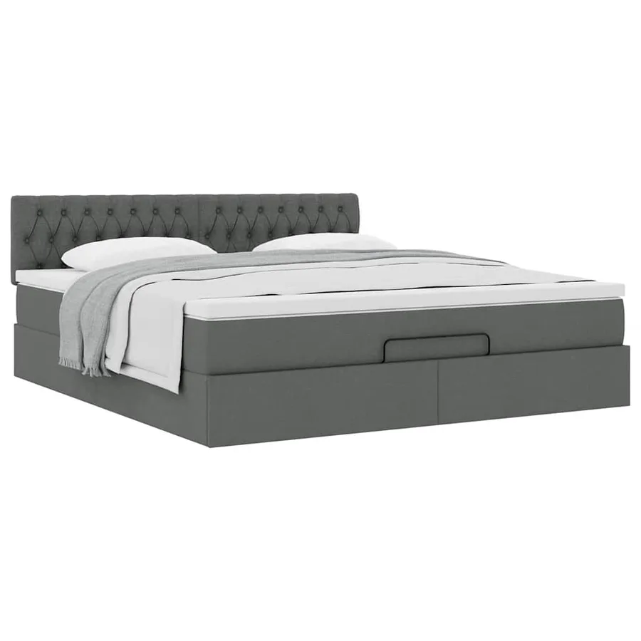 Cadre de lit ottoman avec matelas gris foncé 180x200 cm tissu - 5