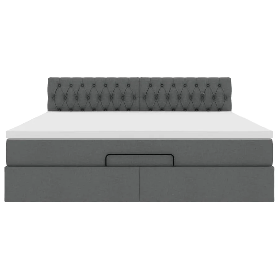 Cadre de lit ottoman avec matelas gris foncé 180x200 cm tissu - 7