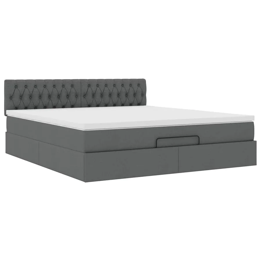 Lit ottoman avec matelas et LED Gris foncé 180x200 cm tissu - 7