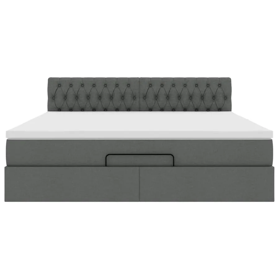 Lit ottoman avec matelas et LED Gris foncé 180x200 cm tissu - 8