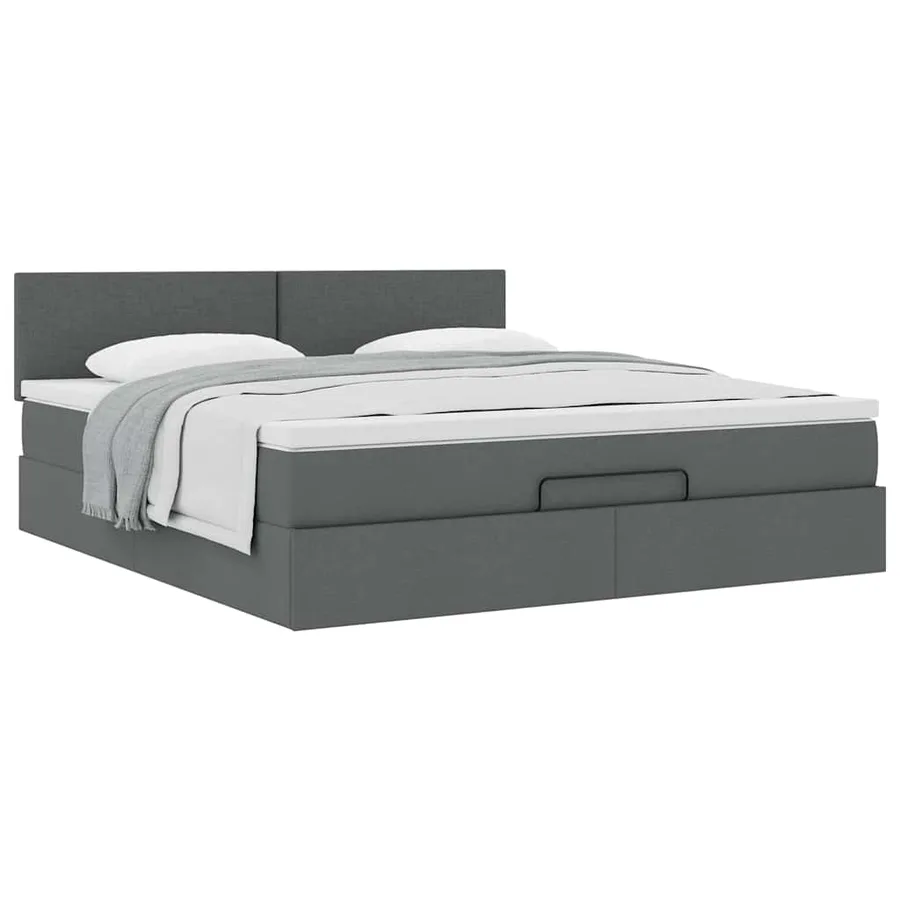 Cadre de lit ottoman avec matelas gris foncé 180x200 cm tissu - 5