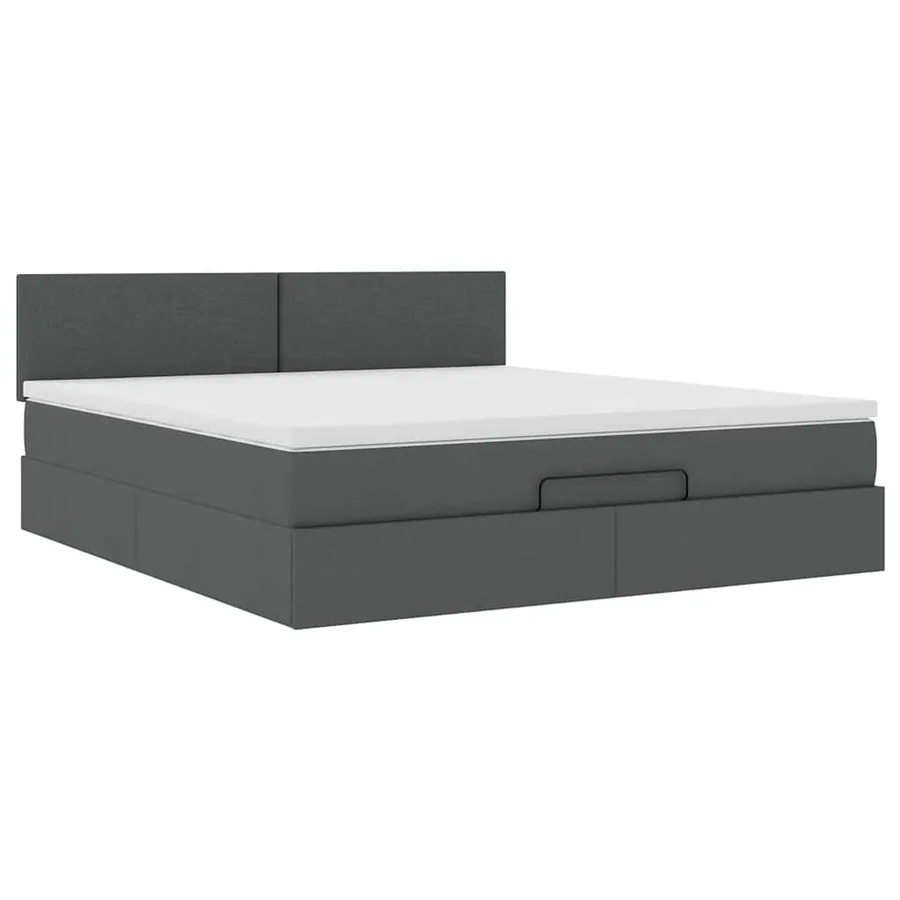 Cadre de lit ottoman avec matelas gris foncé 180x200 cm tissu - 6