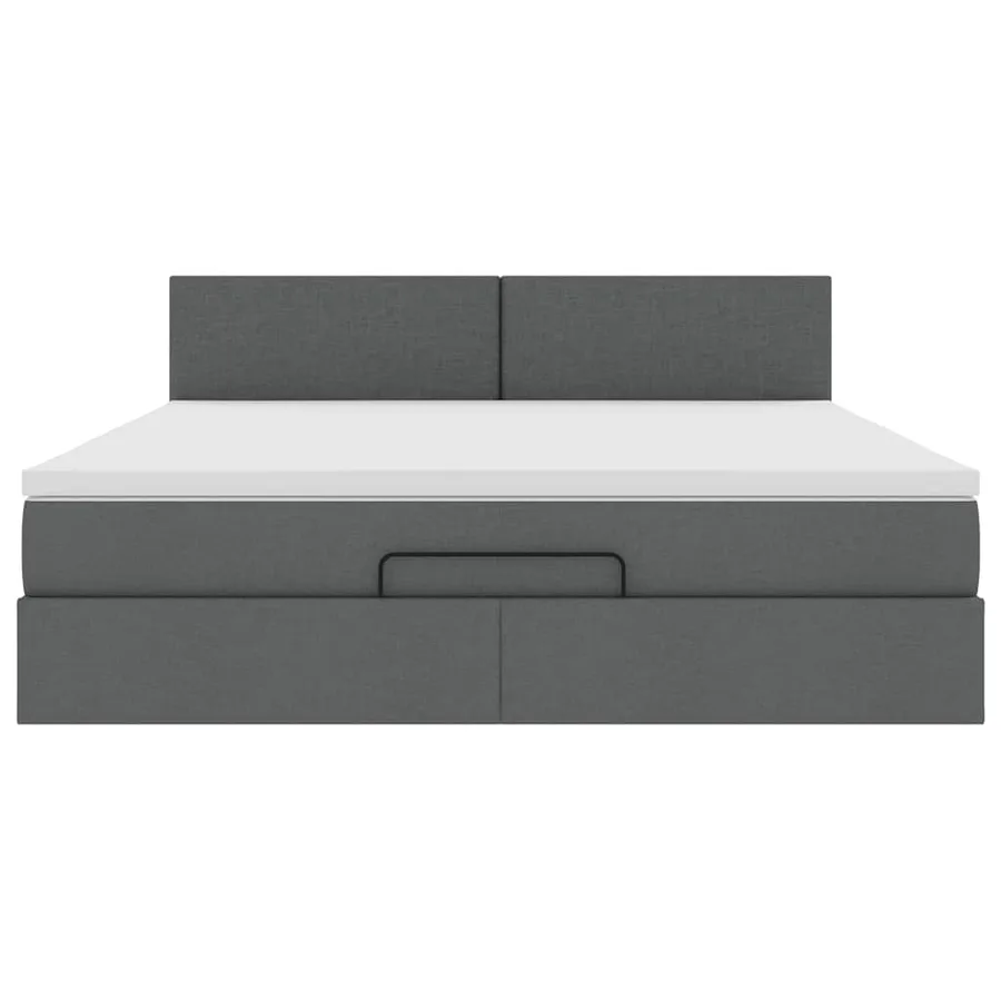 Cadre de lit ottoman avec matelas gris foncé 180x200 cm tissu - 7