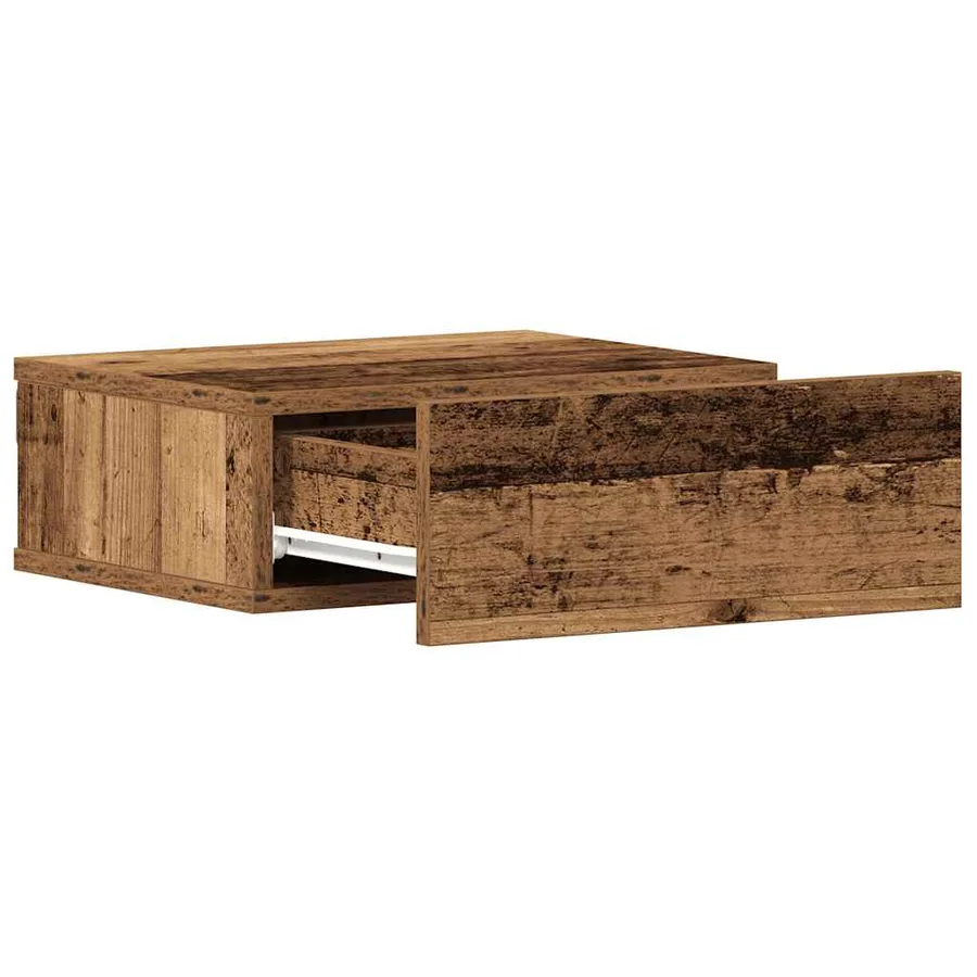 Table de chevet flottante vieux bois bois d'ingénierie - 5